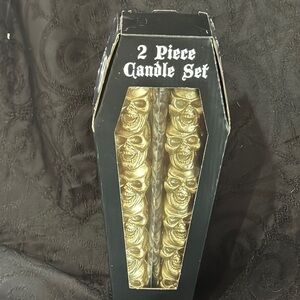 2 Piece Skull Candle Set in  Gold